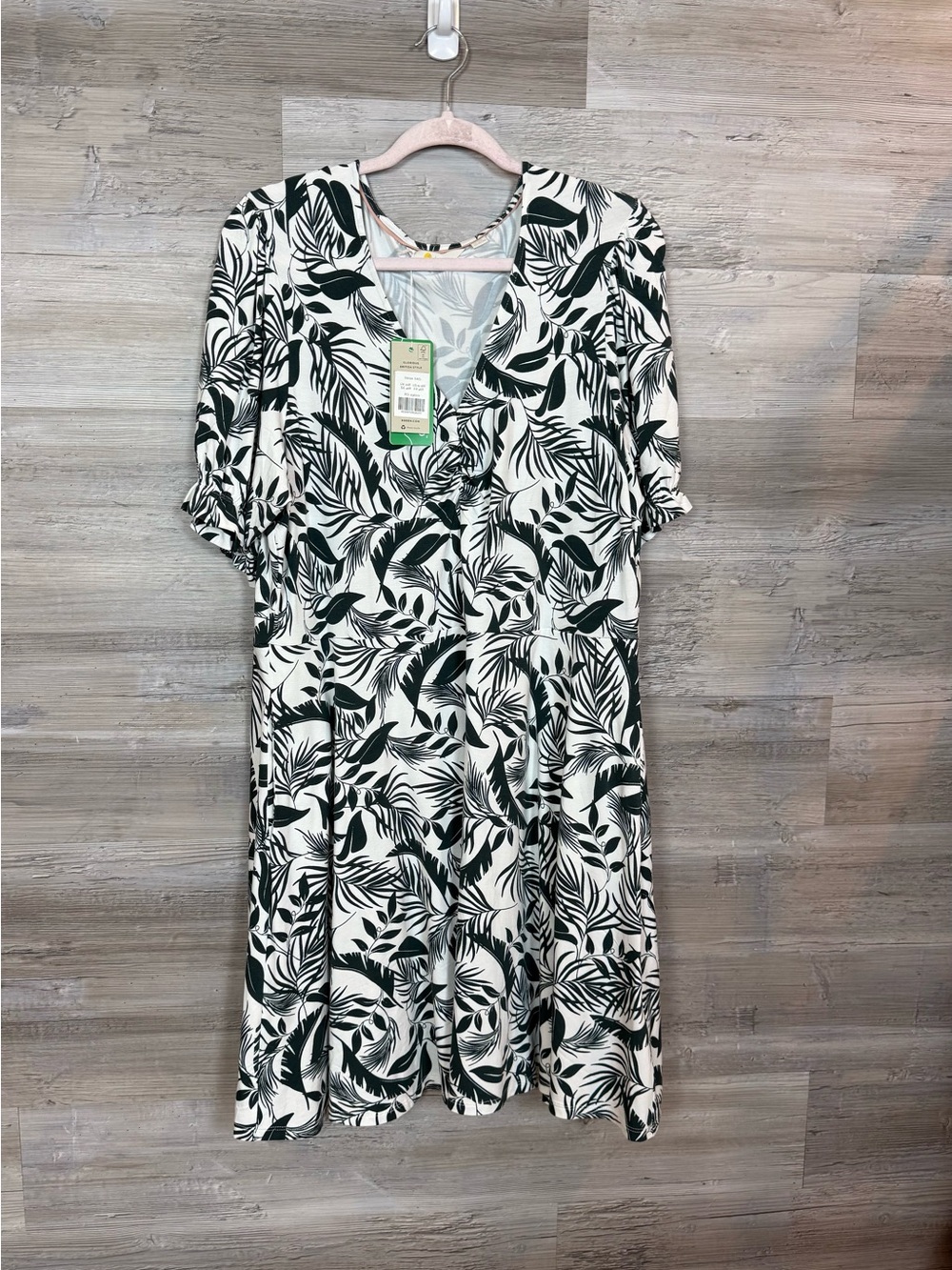 NWT Boden V-Neck Jersey Dress US 16 18 EcoVero Palm Leaf Floral Mini 16-18R